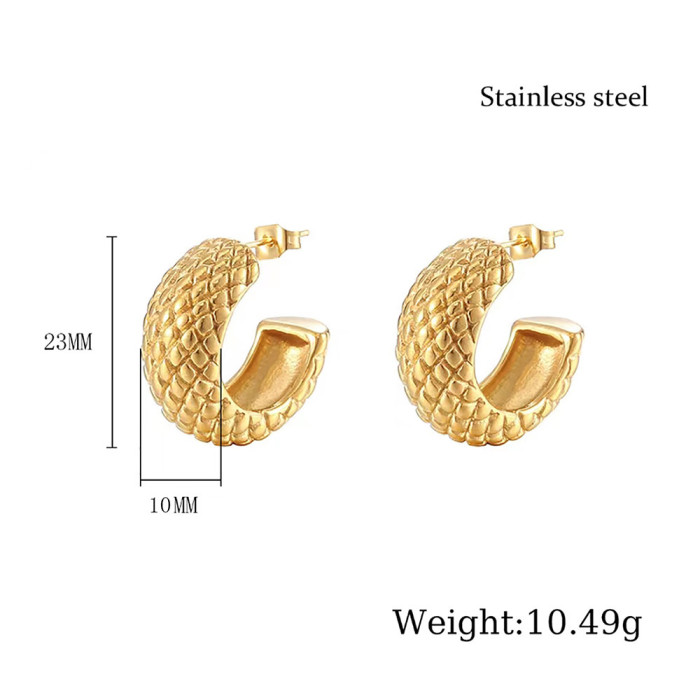 New INS Style Stone Grid Stud Earrings Stainless Steel Metal Titanium Steel Earrings Jewelry Wholesale