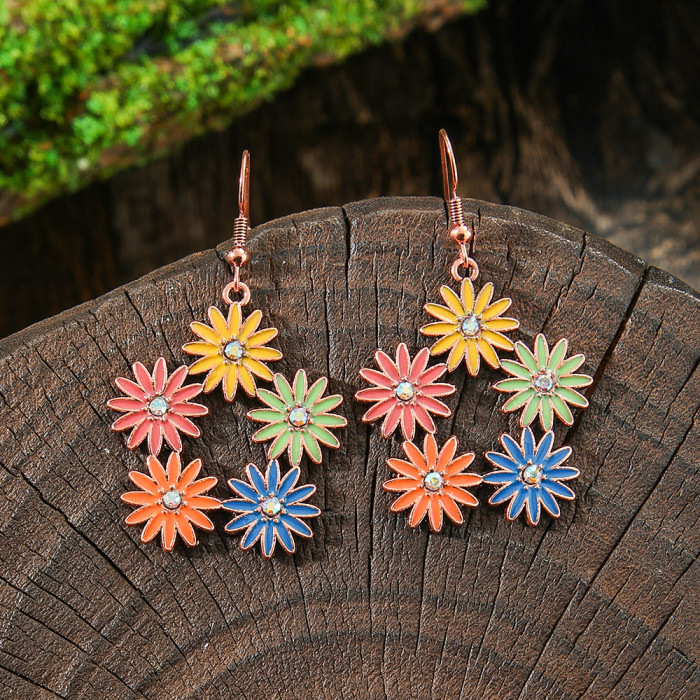 New Hot-Selling Fashion Ethnic Style Earrings Yunnan Travel Vacation Style Colorful Ear Jewelry Yiwu Street Vendor Wholesale for Women