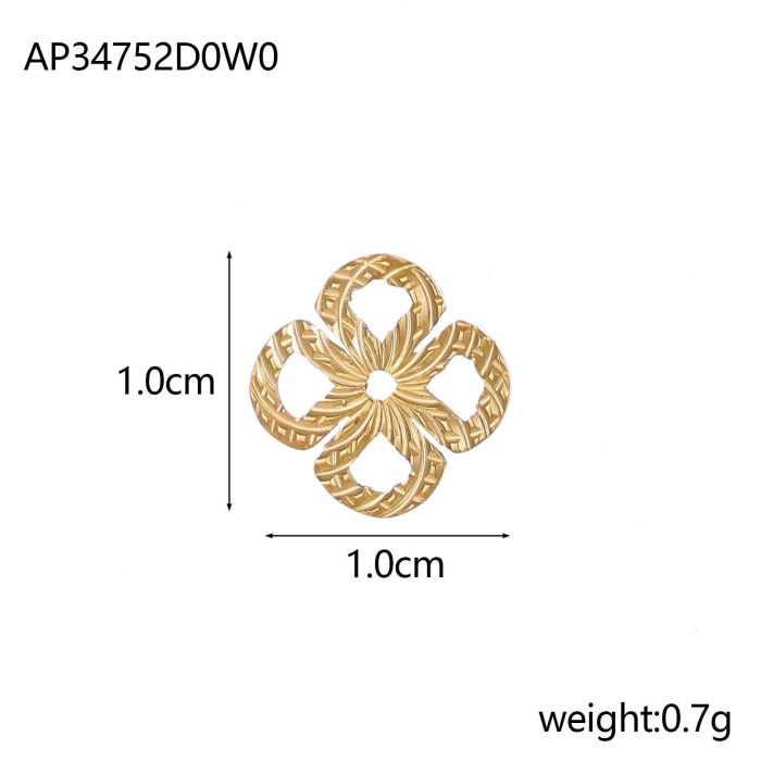 Fashion Light Luxury Stainless Steel Inlaid Zircon Lucky Four-Leaf Flower Pendant DIY Bracelet Necklace Flower Connec...