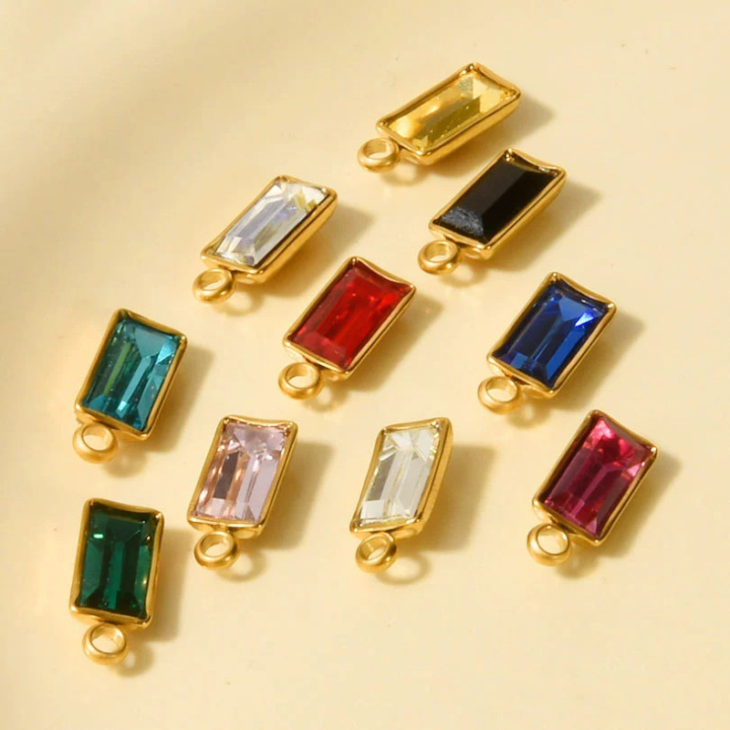 European and American Hot Selling Zircon Inlaid with Edge Small Pendant Color Retention Geometric DIY Handmade Earring Pendant Accessories