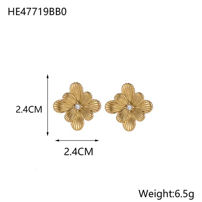 Hot-Selling Vintage Titanium Steel Fashion Women's Elegant Flower Earrings Classic Jewelry Wholesale