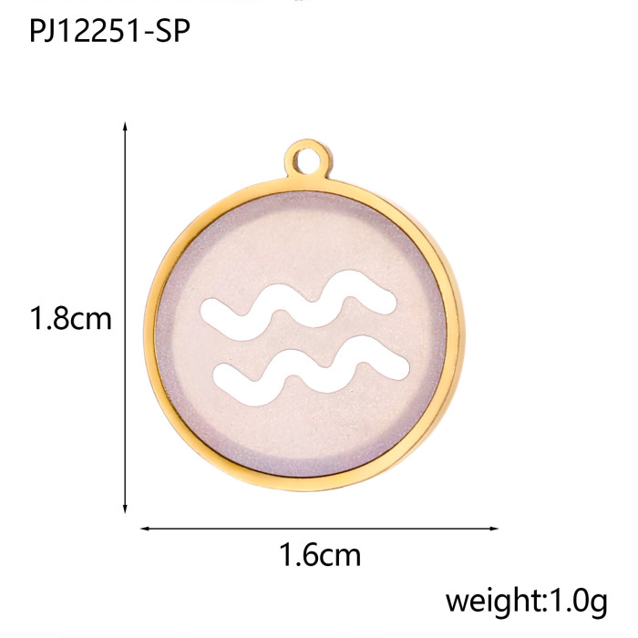 Stainless Steel Jewelry Accessories Twelve Constellations DIY Pendant Titanium Steel High Color Retention Necklace Pe...
