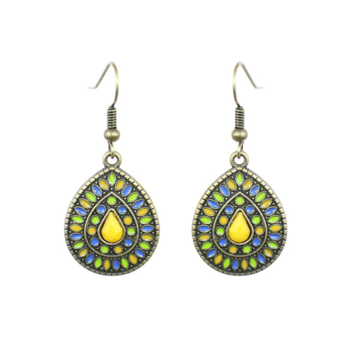 Exaggerated Exotic Style Earrings Creative Small Clear Oil Drop Geometric Bohemian Style Earrings for Women