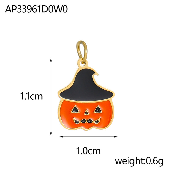 Halloween Ghost Festival Ghost Pumpkin Bat Quirky Oil Drop Pendant DIY Stainless Steel Jewelry Clothing Accessories