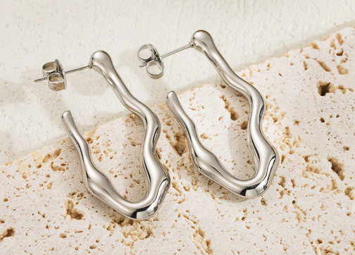 Hot-Selling Fashion Simple Light Luxury Versatile Unique Geometric Design Stainless Steel Women's Earrings Jewelry Wh...