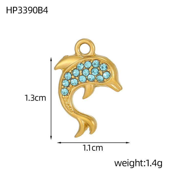 Ocean Style Micro Inlaid Zircon Seahorse Dolphin DIY Personalized Versatile Pendant European and American Fashion Accessories Pendant Jewelry Wholesale