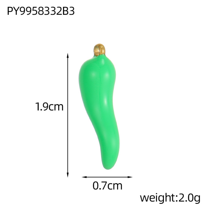 Stainless Steel Oil Drop DIY Jewelry Accessories Small Pepper Apple Heart Pendant Bracelet Necklace Charms Wholesale