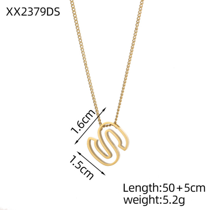 26 Letter Necklace for Women Stainless Steel Initial Pendant Light Luxury High-End Gold Clavicle Chain