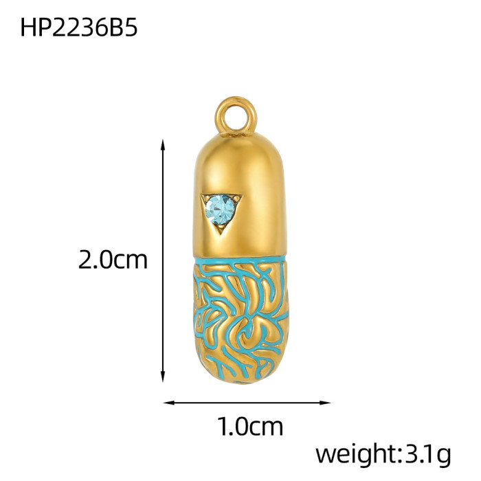 INS Style Stainless Steel Small Dzi Beads Round Pendant Zircon Perforated Beads Pendant DIY Beading Accessories Whole...