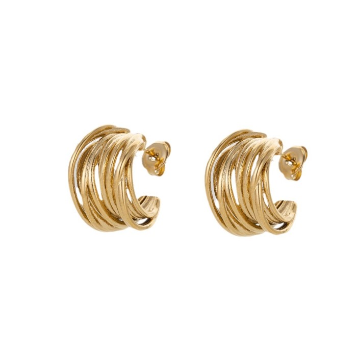 INS Fashion Personality Stainless Steel Earrings Niche Geometric Design Gold Plated Light Luxury Earrings Titanium St...