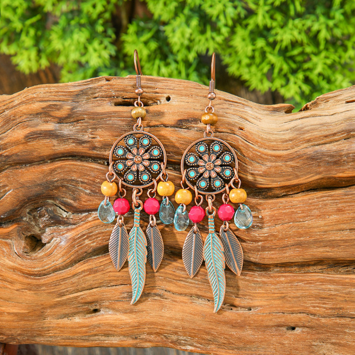 Vintage Ethnic Style Colorful Oil Drop Earrings Bohemian Exotic Design Versatile Jewelry Manufacturer