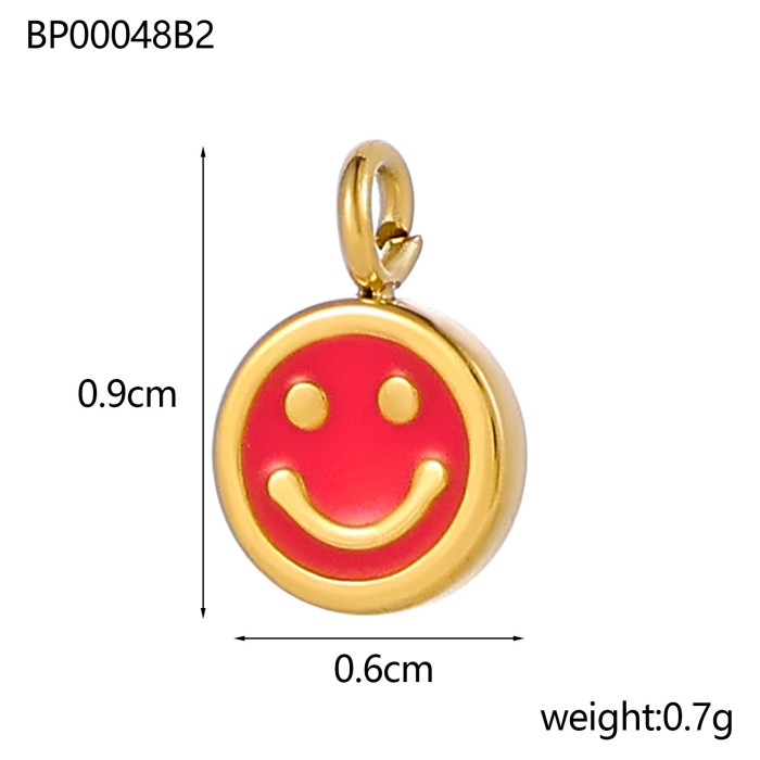 Fashion High-End Geometric Colorful Oil Drop Round Smiley Face Pendant DIY Accessories Pendant Bracelet Necklace