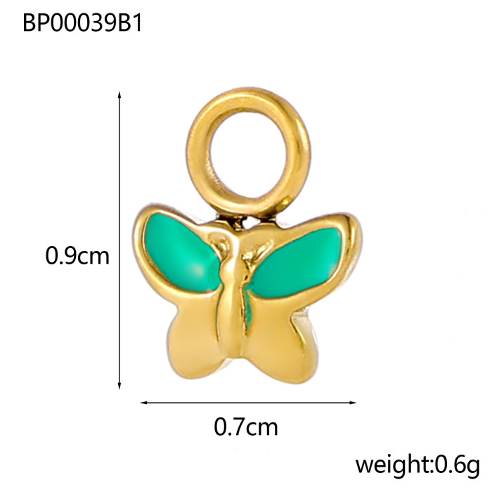 European and American Cross-Border New Colorful Butterfly DIY Stainless Steel Jewelry Accessories Oil Drop Accessories Keychain Pendant Jewelry