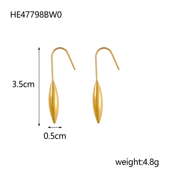 Water Drop Ear Hook Stainless Steel 18K Gold Plated Titanium Steel Gourd High-End Angel's Tear Pendant Earrings