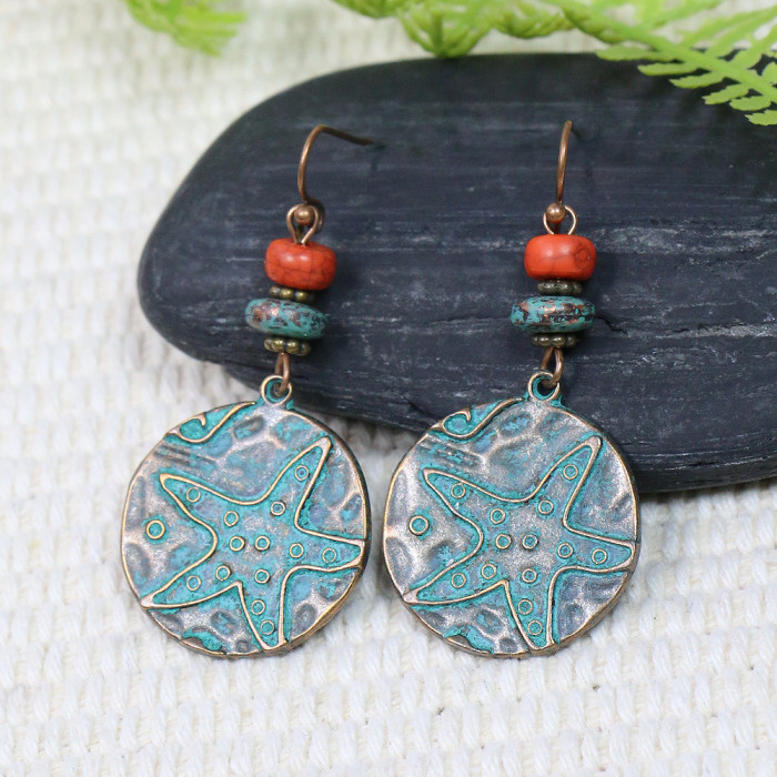Bohemian Ethnic Style Amazon Nepal Bead Pendant Earrings Vintage Accessories Versatile Drop Earrings