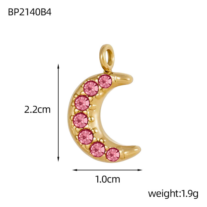 Hot Sale New Exquisite Zircon Moon Stainless Steel Pendant Jewelry DIY Accessories Wholesale, Necklaces