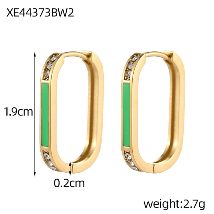 European and American Cross-Border AliExpress Oil Drop Colorful Hoop Micro Pave Zircon Earrings Ear Clips Personality Versatile Ear Jewelry