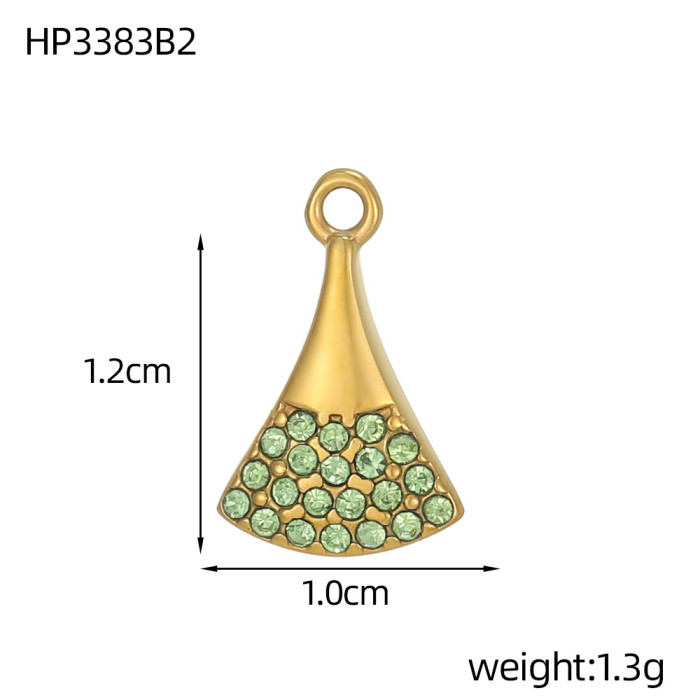 European and American Titanium Steel Stainless Steel Micro Inlaid Zircon Personalized Fan-Shaped Round Pendant DIY Cross-Border Versatile Necklace Accessories