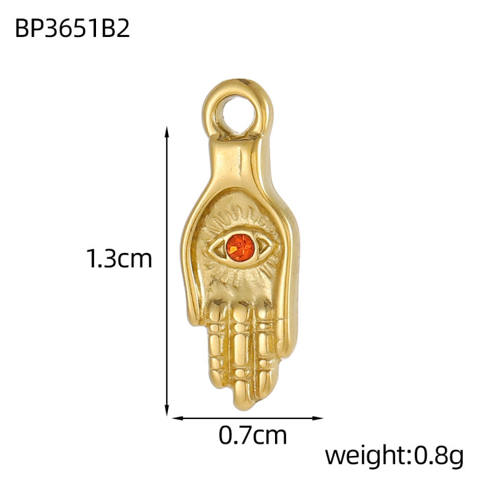 French New Bohemian Style Stainless Steel Irregular Round Palm DIY Pendant Cross-Border Fashion Jewelry Accessories