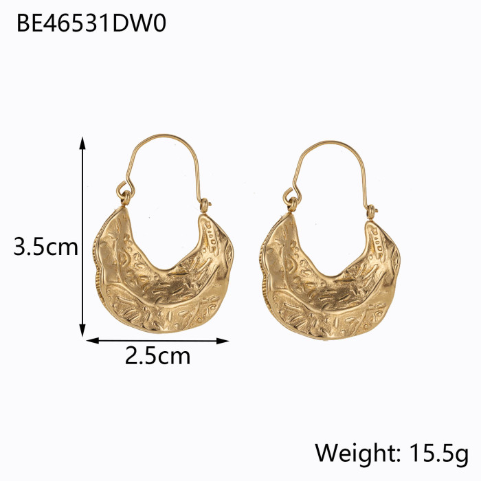 INS Fashion Personality Stainless Steel Earrings Niche Geometric Design Gold Plated Light Luxury Earrings Titanium St...