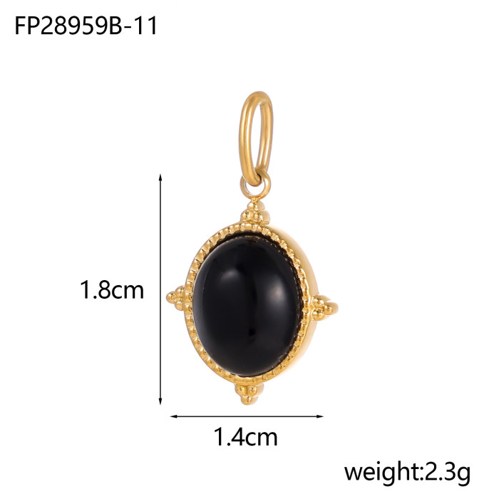 Cross-Border Hot Selling Fashion Titanium Steel Stainless Steel Natural Stone Small Pendant DIY Exquisite Accessories Manufacturer Wholesale