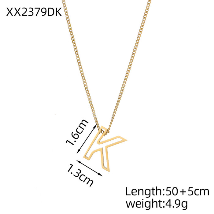 26 Letter Necklace for Women Stainless Steel Initial Pendant Light Luxury High-End Gold Clavicle Chain