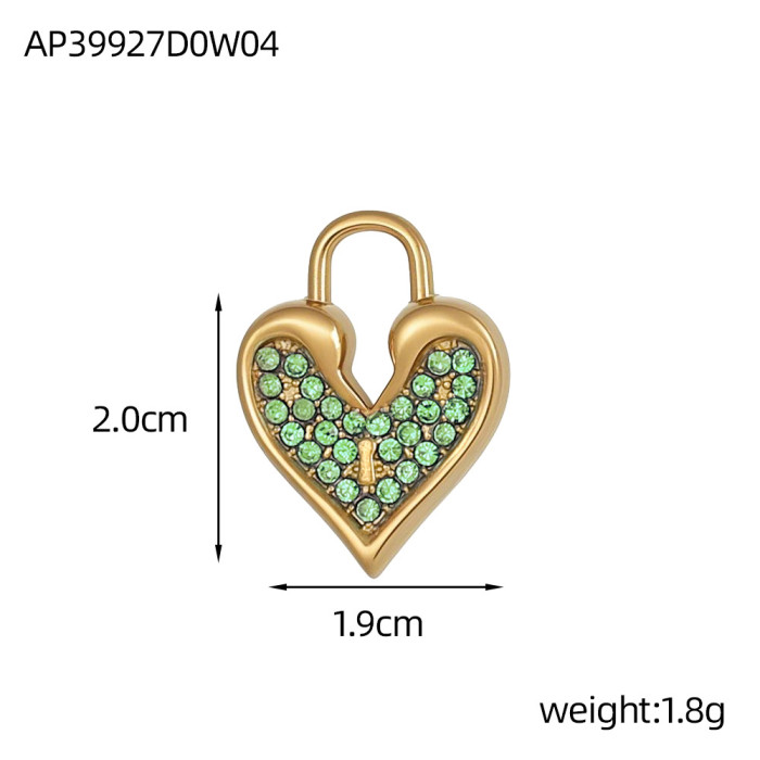 Cross-Border Stainless Steel Pendant Single Pendant Accessories Light Luxury Zircon Heart Necklace Pendant DIY Jewelry Accessories Wholesale