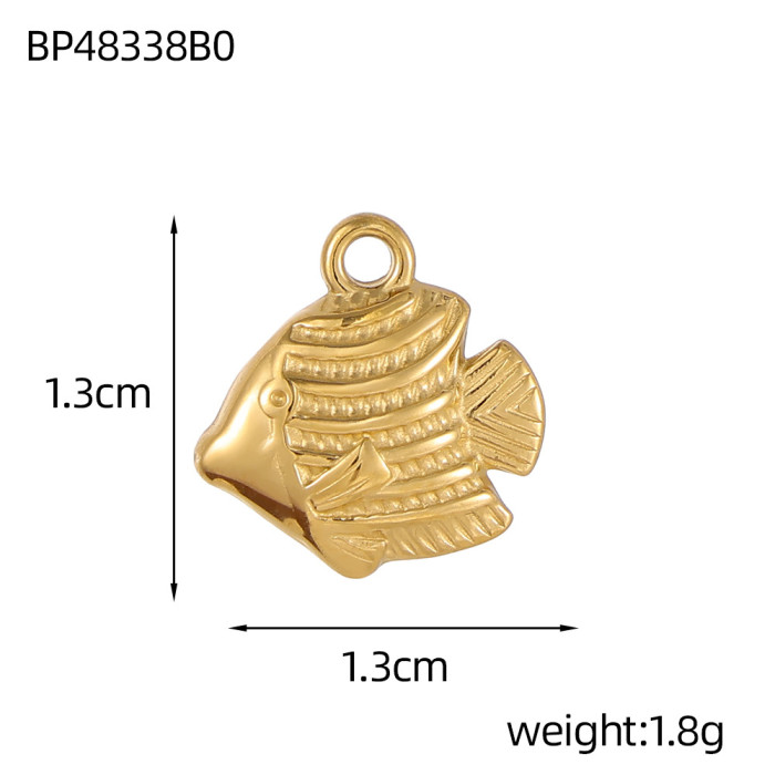 Ocean Mermaid Turtle Conch Dolphin Gold Stainless Steel Pendant DIY Bracelet Necklace Jewelry Accessories