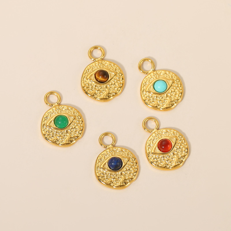 Devil's Eye Bohemian Natural Stone Titanium Steel Pendant Eye DIY Jewelry Accessories Eye Stainless Steel Pendant