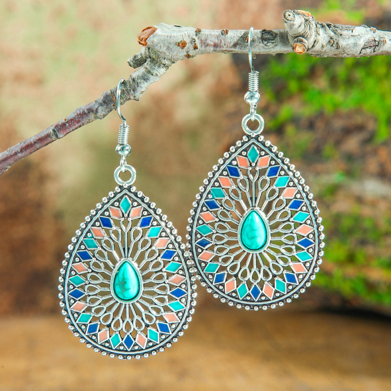 Cross-Border New Earrings European and American Trendy Oil Drop Accessories Fashion Multi-Layer Round Earrings Long Earrings Wholesale