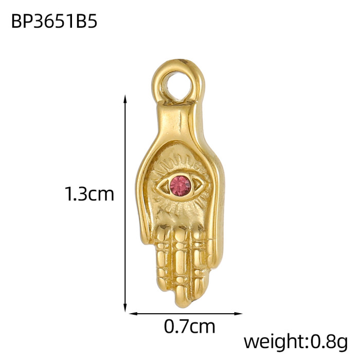 French New Bohemian Style Stainless Steel Irregular Round Palm DIY Pendant Cross-Border Fashion Jewelry Accessories