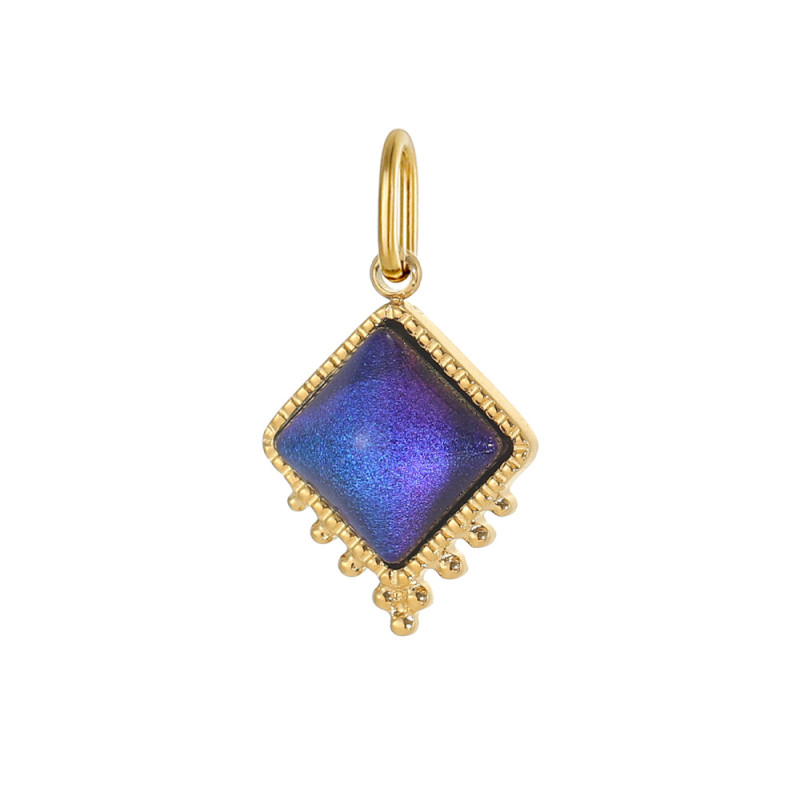 European and American New Style Personality Light Luxury Fashion Versatile Titanium Steel Geometric Quadrilateral Inlaid Natural Stone Accessories Jewelry Wholesale