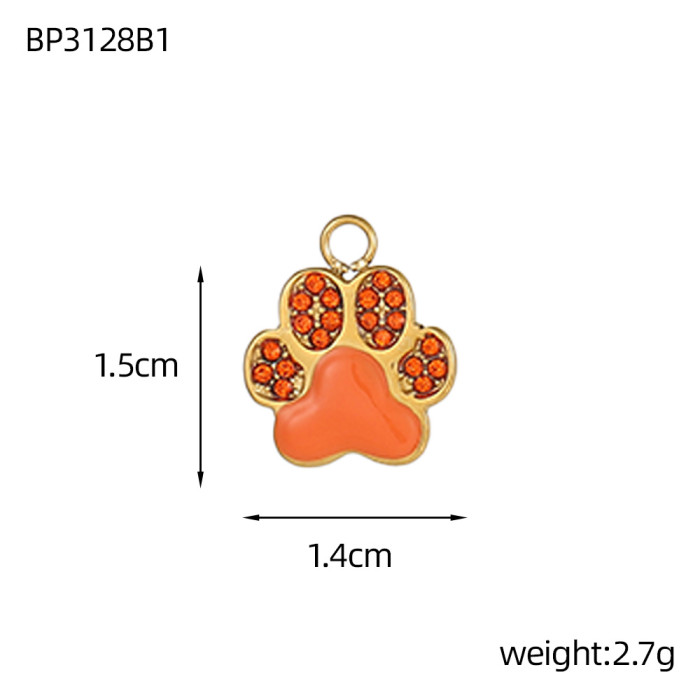Hot-Selling DIY Jewelry Accessories Oil-Drip Colorful Zircon Bear Paw Stainless Steel Accessories Jewelry Wholesale