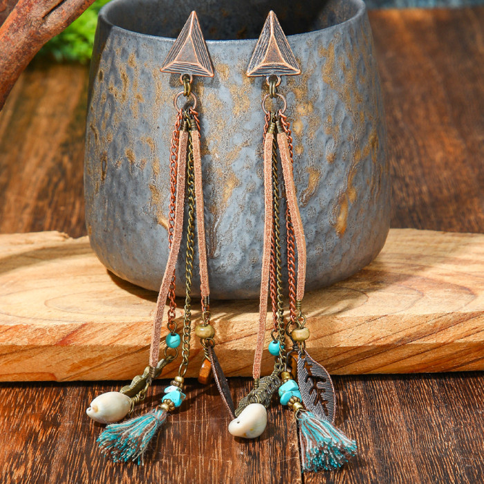 Statement Exaggerated Trend New Earrings for Women Long Tassel Earrings Shell Leaf Drop Earrings Wholesale