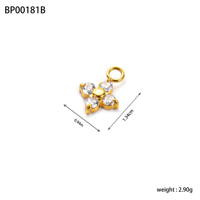 French Cross Flower Titanium Steel Inlaid Zircon DIY Pendant Women Geometric Star Stainless Steel Jewelry Hanging Pendant