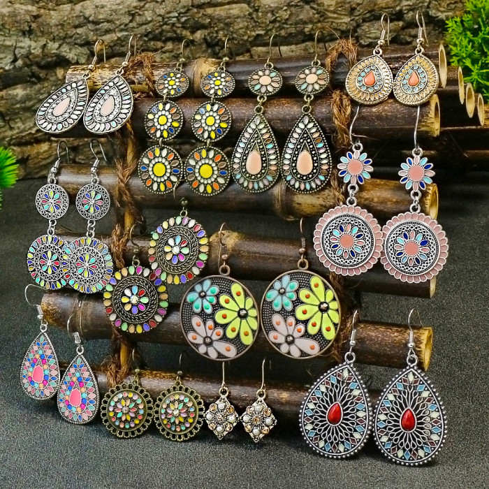 Cross-border Hot Selling Bohemian Style Earring Set European and American Trend Antique Imitation Earrings Amazon Jewelry Manufacturer Wholesale