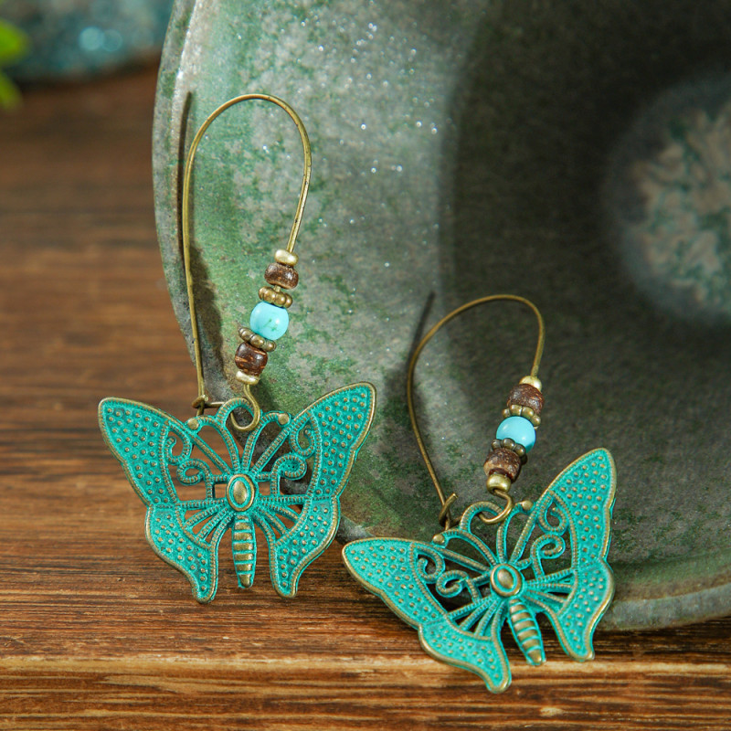 Fashion Hot Sale Retro Round Earrings for Women Creative Flower Alloy Drop Earrings European and American Trendy Earrings Wholesale