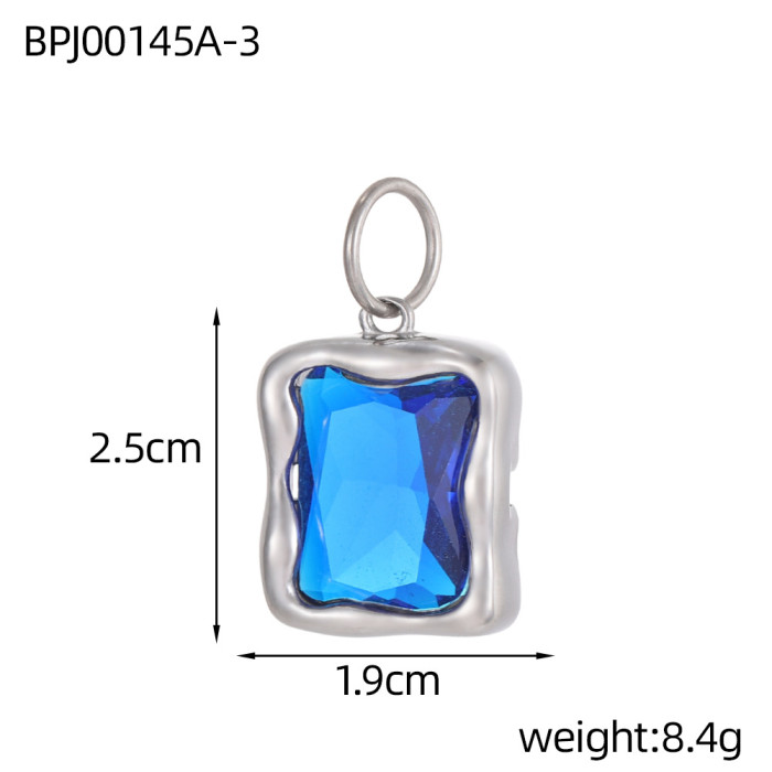 Hot Selling Retro Fashion Korean Style Personality Square Zircon Pendant DIY Bracelet Necklace Accessories Wholesale