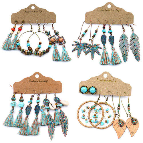 3-piece Earring Set Bohemian Fashion Tassel Earrings Amazon Accessories Cross-border Hot Sale Earrings Wholesale
