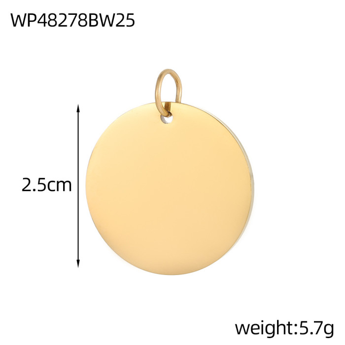 Stainless Steel Mirror Polished Round Pendant Round Disc Pendant Jewelry Accessories Vacuum Electroplating Accessories Wholesale