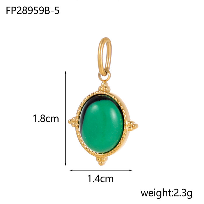 Cross-Border Hot Selling Fashion Titanium Steel Stainless Steel Natural Stone Small Pendant DIY Exquisite Accessories Manufacturer Wholesale