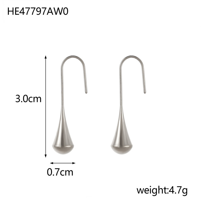 Water Drop Ear Hook Stainless Steel 18K Gold Plated Titanium Steel Gourd High-End Angel's Tear Pendant Earrings