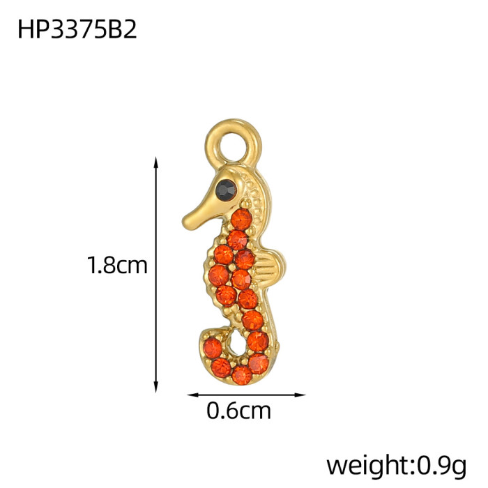 Ocean Style Micro Inlaid Zircon Seahorse Dolphin DIY Personalized Versatile Pendant European and American Fashion Accessories Pendant Jewelry Wholesale