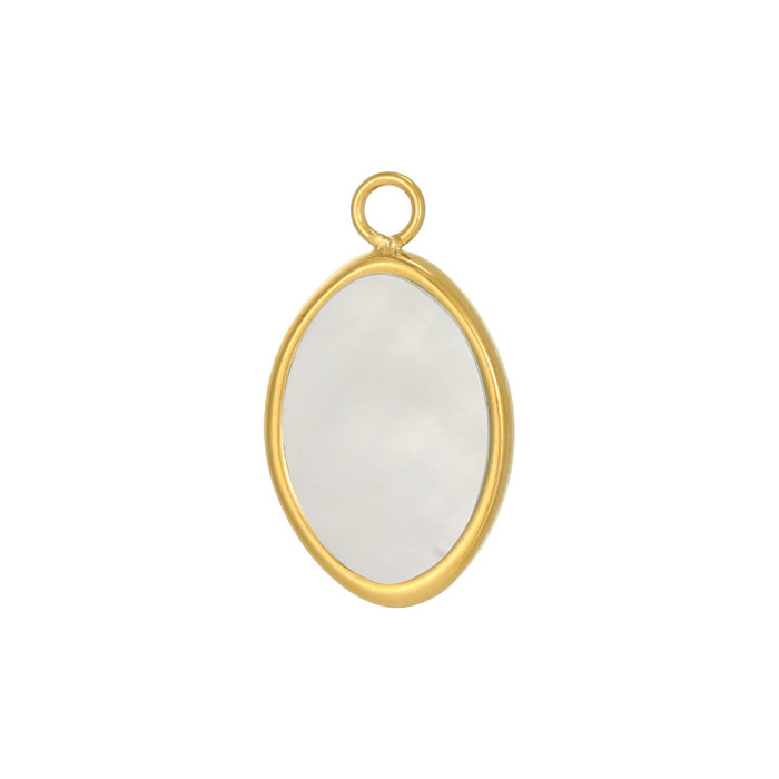 European and American Retro French Style Irregular Stainless Steel Inlaid White Shell Color Shell Simple DIY Pendant Jewelry Necklace Accessories