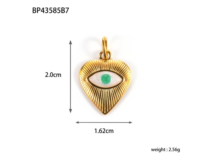Vacuum Gold Plated Heart Devil's Eye Titanium Steel DIY Pendant Women's Eye Stainless Steel Heart Snake Necklace Pendant