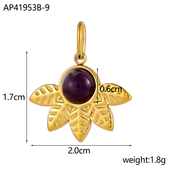 Hot Selling Stainless Steel Sun Natural Stone Pendant Necklace Accessories Jewelry Wholesale