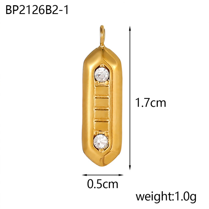 European and American Hot-Selling Fashion Simple Long Rhombus Inlaid Multi-Hole Diamond Ring Spacer Beads DIY Jewelry Accessories Wholesale