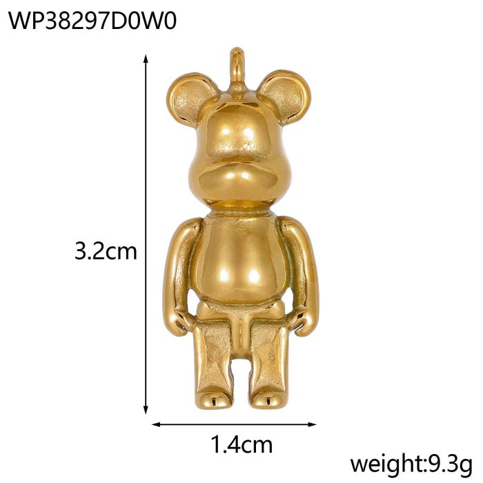 Cross-Border Hot-Selling DIY Jewelry Accessories Cute Bear Stainless Steel Vacuum Electroplating Non-Fading Personalized Accessories Wholesale