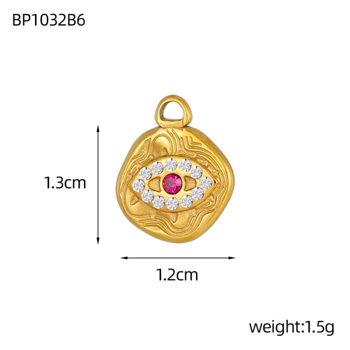 Heart Devil Eye French Retro Titanium Steel Heart DIY Jewelry Accessories Stainless Steel Pendant Wholesale, Necklaces