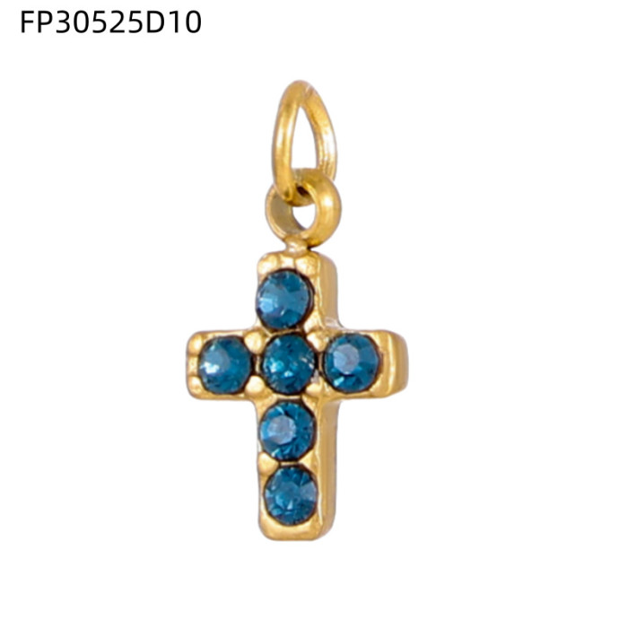 European and American Cross-Border Hot Selling Cross Pendant with Rhinestones DIY Accessories Handmade Jewelry Wholesale
